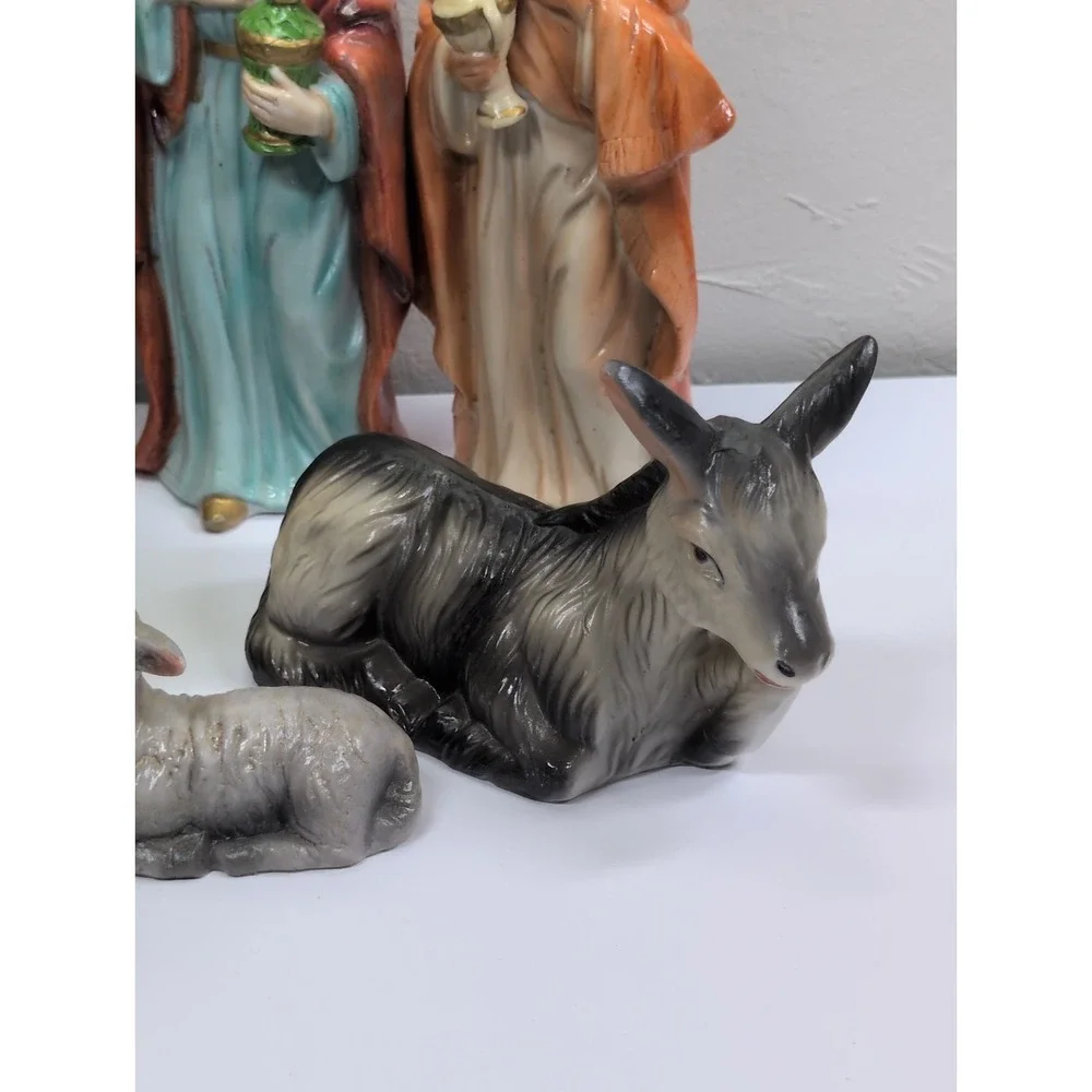 Vintage Homco Home Interiors Porcelain Figurine Complete Nativity Set 9pc #5216